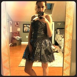 Beautiful silver strapless dress